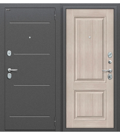 Дверь входная металлическая Оптим Стиль Антик Серебро / Cappuccino Veralinga