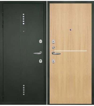 Дверь металлическая МАКСИМА NS-2 изумруд зеленый/венге светлый