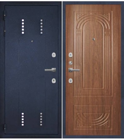 Дверь металлическая МАКСИМА NS-4 сапфир синий/орех итальянский "732"