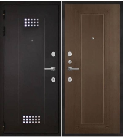 Дверь металлическая МАКСИМА NS-6 оникс черный/орех лесной "15"
