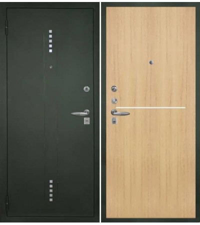 Дверь металлическая ОПТИМА NS-2 изумруд зеленый/венге светлый