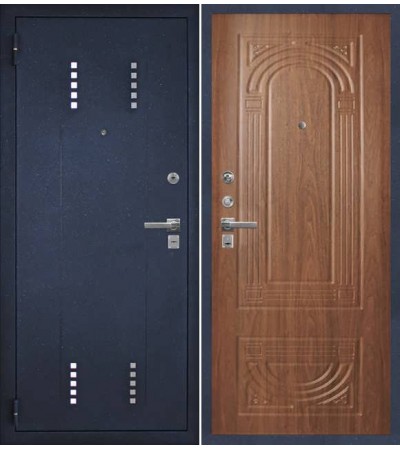 Дверь металлическая ОПТИМА NS-4 сапфир синий/орех итальянский "732"