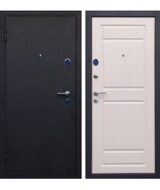 Дверь металлическая Афина черный шелк/беленый дуб