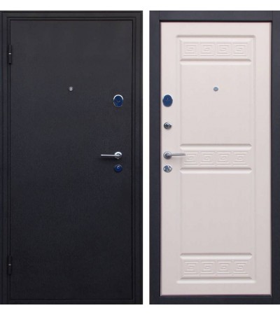 Дверь металлическая Афина черный шелк/беленый дуб