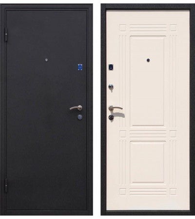 Дверь металлическая Ампир черный шелк/беленый дуб