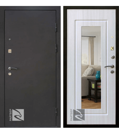дверь металлическая райтвер престиж лайф зеркало белый дуб (белая панель)